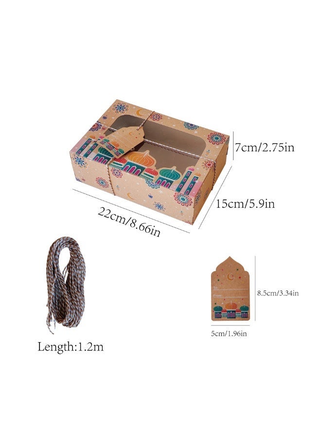 Kraft Paper Gift Boxes, Middle Eastern New Year Pvc Windowed Kraft Paper Packaging Boxes, New Year Party Decorations - 12-Pack - Image 5